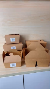 DEDEEกล่องกระดาษใส่อาหารแบบพับล็อก(1ช่อง/50ใบ) ขนาด445ml/800ml/1000ml/1400ml/2000ml/3000ml