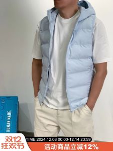 Warm Cotton Vest for Men And Women Youth Fashion Standard Fit Winter Clothing Hooded Zipper Closure Solid Color Casual Wear