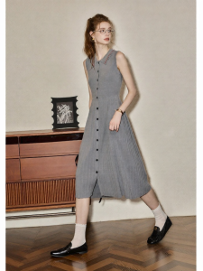 KUHNMARVIN | Đầm Knit Ôm Body Cổ Polo Không Tay
