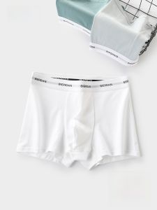 White Cotton Boxer Shorts Mens Photography Wedding Shorts Bottoms mid Waist Antibacterial Function Breathable Comfortable Briefs