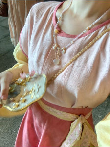 Lichi Peach Flavour Poetic Hanfu Set Traditional Tang Style Three-piece Outfit for Girls National Fashion Autumn New Arrival