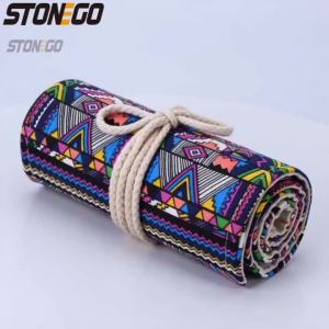 STONEGO 48/72 Holes Canvas Wrap Roll Up Pencil Pen Bag Holder Case Storage Pouch