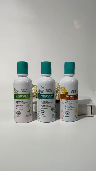 Propolis Obat Kumur Gigi | Secret Clean Propolis Antiseptic Mouthwas 500ml | Obat Kumur Bau Mulut | Obat Kumur Propolis | Pembersih Mulut | Penghilang Bau Mulut