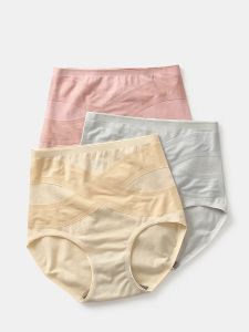 High Waist Abdomen Control Triangle Panties Womens plus Size Crossed Waist Shaping Seamless Underwear Graphene Antibacterial