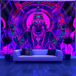 VIKAMA Shiva Meditation Glow-in-the-Dark Tapestry Indian Cultural Party Yoga Studio Bedroom Living Room Home Decor