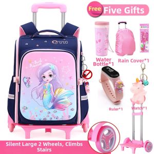 KABUYOUSI | Waterproof Trolley Backpack for Girls Grade 2-6 Stair-Climbing Capable