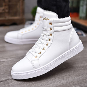 Giày Bốt Martin Mùa Đông Ấm Áp Đế Cao Su Đế Trong Bằng PU Màu Trơn Cổ Điển Cho Nam