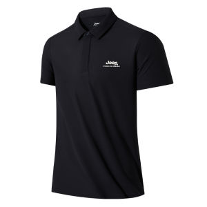 Jeep | Jeep Mens Quick Dry Polo Shirt Outdoor Sports Business Turn-down Collar Breathable Anti-UV Summer Elastic T-shirt
