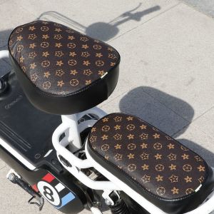 Electric Bike Seat Cushion Cover Waterproof Sunscreen Electric Motorcycle Leather Seat Cover Double Thick Seat Cover