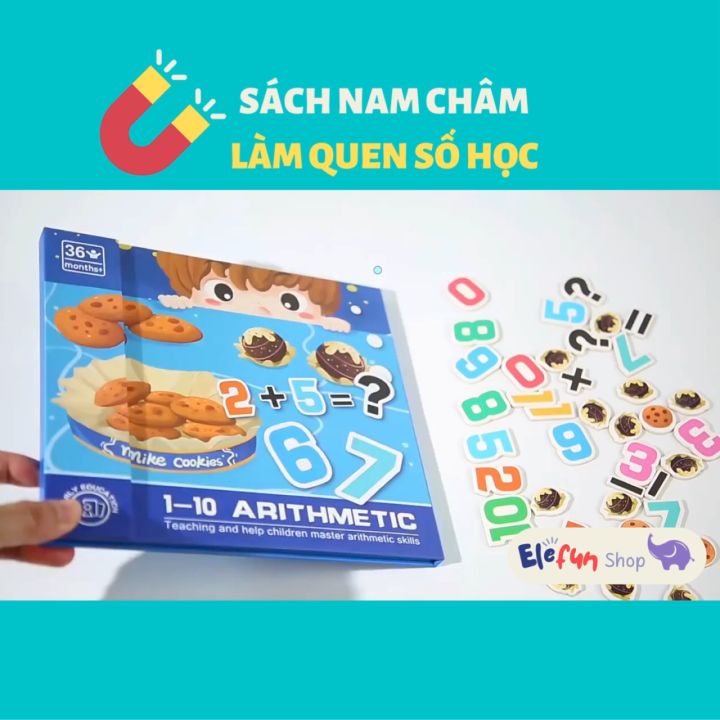 Học liệu SÁCH NAM CHÂM làm quen số học cho bé 3-6 tuổi, bao gồm bảng và ...