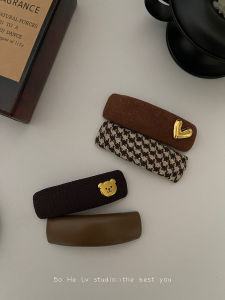 กิ๊บติดผมลายสก็อตสีน้ำตาลแบบดั้งเดิม กิ๊บติดผมแบบ BB กิ๊บติดผมแบบมีด้านข้างสำหรับผู้หญิง ตกแต่งผมด้านหลังศีรษะ สไตล์เกาหลี