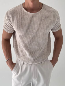 DAVID&ME | Round Neck Short Sleeve T-Shirt for Summer American Casual Muscle Displaying