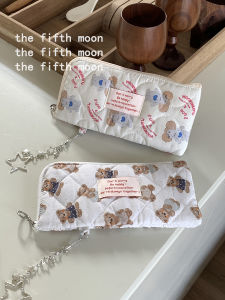 Cute Cartoon Bear And Dog Plush Storage Bag Eyeglass Case Makeup Brush Bag Soft Cotton Casual Universal Womens Bag