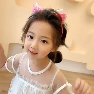 Cài tóc tai mèo thiết kế kim tuyến lấp lánh dễ thương cho bé gái