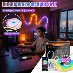 MBMSHEGH 3M 5M RGB Neon Strip Light Remote APP Control Music Sync Mode IP65 Waterproof 5V Flexible LED Strip Light For Outdoor Indoor Home Decoration