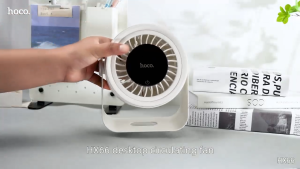 พัดลมตั้งโต๊ะ 2in1 หน้าจอLED แบบสัมผัส 3000mAh ปรับแรงลมได้ 5ระดับ แขวนผนังได้ พกพาสะดวก HOCO HX66