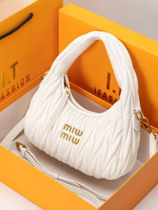 Trendy Fashionable Real Leather HOBO Underarm Bag Womens New 2025 Single Shoulder Slant Moon Bag Cloud Bag Womens Bag