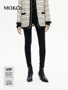 High Waist Slim Fit Black Denim Jeans MoCo Vintage Waist Seal Heavy Soak Wash High Elasticity Stretchy Pencil Pants for Women