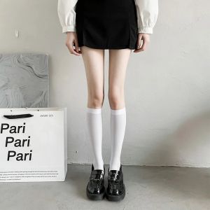 Stockings Summer Thin Thigh High Black White Socks Lolita Cute Japan/Korea Solid Color Over the Knee White Stockings Socks