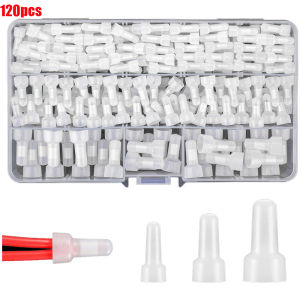 120Pcs Closed End Crimp Connectors CE1 CE2 CE5 Kit Nylon Insulated Closed End Wire Cap Wire Connectors Crimp Cap Terminals