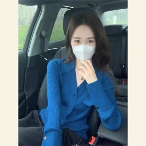 HUOLISI | Stylish Classic Comfortable Light Blue Sweater Cardigan Women Autumn Winter