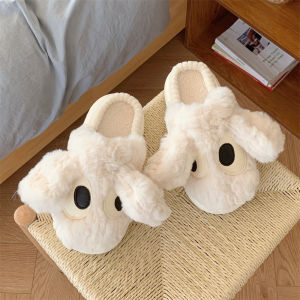 Cute Cartoon Cotton Slippers Womens Winter Warm Plush Anti-slip Thick Bottom Home Shoes Comfortable Soft Indoor Slippers