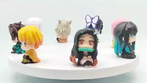 Bandai | Q Posket Figure Wholesale Demon Slayer Mini Figurine 8Pcs Sets Kimetsu No Yaiba Small PVC Dolls Desktop Decora