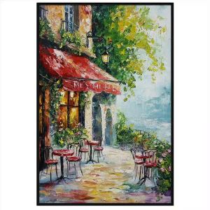 Tranh decor quán cafe. Tranh treo tường dán tường sơn dầu canvas trang trí. CGI-2075