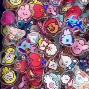 100 Mini BT21 Acrylic Plate DIY Accessories for Decorating Cute Fridge Magnets Phone Case Materials Anime Cartoon Gifts and Toys
