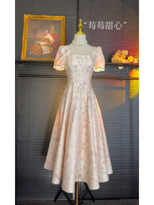 French Elegant Short Dress Birthday Suitable Lightweight Luxury Engagement Daily Mini Dress Womens Fashion Korean Style High Waist A-Line Skirt