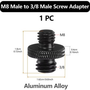 M8 Male to 3/8 Male Thread Screw Adapter Aluminum Alloy Camera Mount Converter for Tripod Monopod Light Photography Accessories