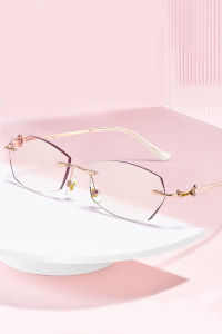 Small Lens Rimless Reading glasses for Women Hot Fashion Presbyopia EyeglassesBlue Light Blocking Readers