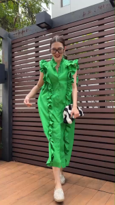 🔖Mirrorsister 50523.1 เดรสเชิ้ต แต่งระบายๆ2ข้างด้านหน้าให้ชุดดูไม่น่าเบื่อ ใส่ง่ายทรงเก๋ สวยเด่น มีกระเป๋าข้างลำตัว