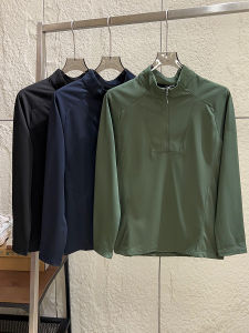 High-End Replacement Long Sleeve T-Shirt for Men Outdoor Leisure Sports Half Zip Quick Dry Warm Fleece Autumn Season