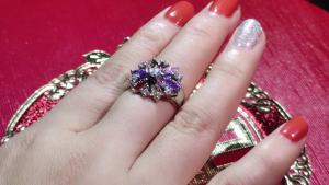 Nhẫn Thời Trang Nữ Bạc 925 Mạ Bạc Nhiều Màu Sắc Đính Đá Cubic Zirconia Thiết Kế Hình Hoa Dễ Thương Dự Tiệc Đính Hôn Ban Nhạc Dành Cho Bé Gái