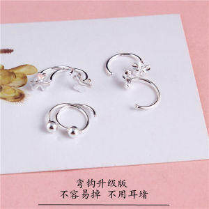 Elegant Simple Pure Silver Earrings Womens Fashion Jewelry Ear Cuff S999 Sterling Silver Ear Studs Personality Trendy