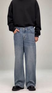 celana jeans pria baggy skena straight blue jeans retro denim gombrong cowok jumbo celana cutbray pria celana panjang laki laki korean style boyfriend casual standar pants vintage S-5XL