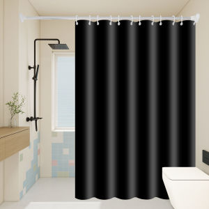 1pc Minimalist Black Shower Curtains Basic Solid-Color Waterproof Bathroom Accessories