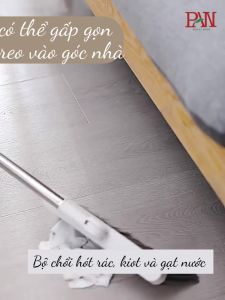 Chổi Quét Nhà Xoay 180 Độ Kèm Hốt Rác Răng Cưa Lọc Lông Tóc Tiện Lợi Chất Nhựa PP Cao Cấp Cán Inox