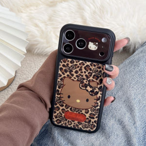 Sanrio | Kawaii Hello Kitty Leopard Print Phone Case For iPhone 17 16 15 Pro Max Shockproof Soft Protective Cover With Lens Protection