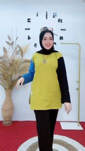 Kaos Wanita Lengan Panjang Oval // Kaos Wanita Combinasi 3 Warna Jumbo & Setandar Terbaru by NABIL