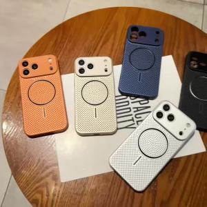 For Magsafe Luxury Heat Dissipation Magnetic Phone Case For iPhone 17 16 14 15 Plus 12 13 17 Pro Max Lens Film Protection Cover