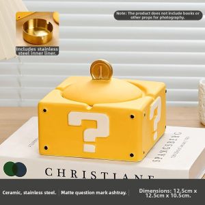 ZHENG FU | Ceramic Ashtray With Lid For Dust Prevention