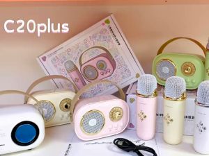C20 Plus Mini Karaoke Portable Wireless V5.0 Strong Bass Speaker support FM Radio TF Card with Wireless Microphone
