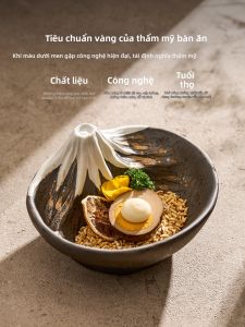 YOGEHOME | Đĩa Sứ Phủ Men Vàng Sáng Tạo