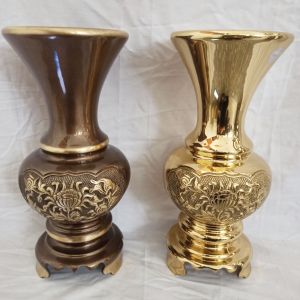 Lọ hoa đồng 30cm màu hun cạo hàng đẹp hàng shop chụp chi tiết