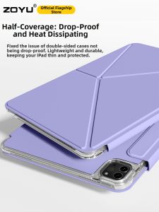 Zoyu | Magnetic Double-sided Case with Corner Protection and Rotating Stand for iPad