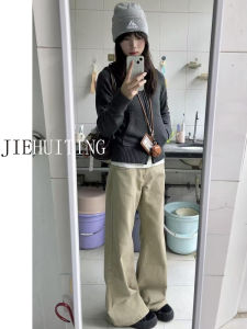 Extended Length American Style Low Waist Bell Bottom Jeans Women Loose Fit Slimming Floor Length Denim Pants High Waist