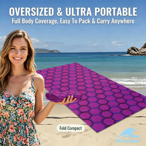 Purple Hexagon Grid Quick Drying Beach Towels Ultra Lightweight Fast-drying Super Absorbent It is a must-have item for summer