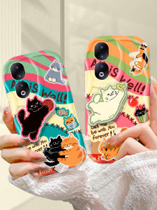 Honor 100 Basketball Black Cat Silicone Phone Case Transparent Portable Cartoon Stand Creative Protective Cover for Men And Women